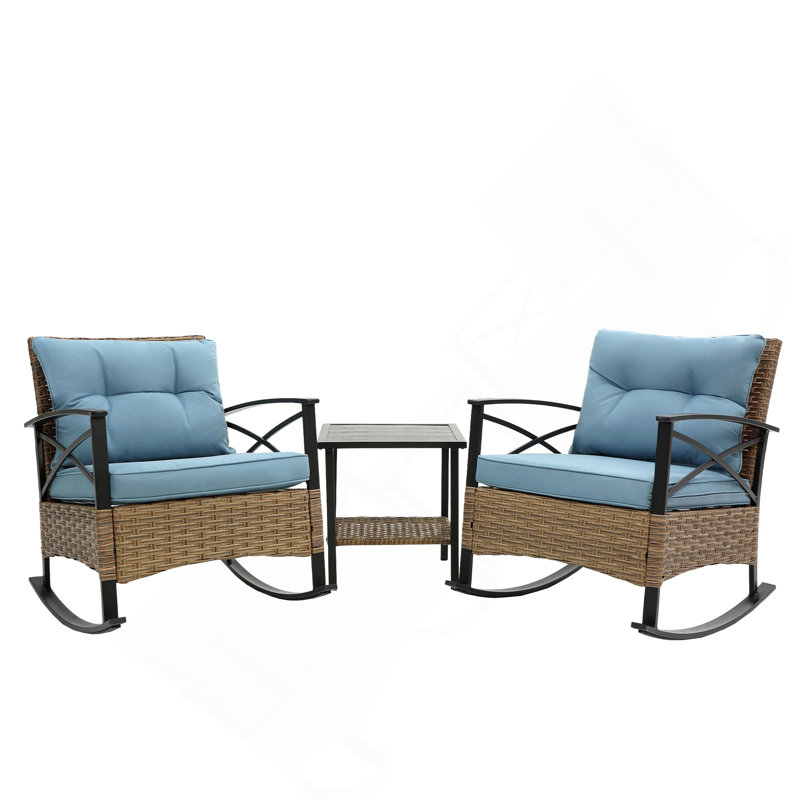 Ensemble de chaises berçantes 3 pièces, Bleu