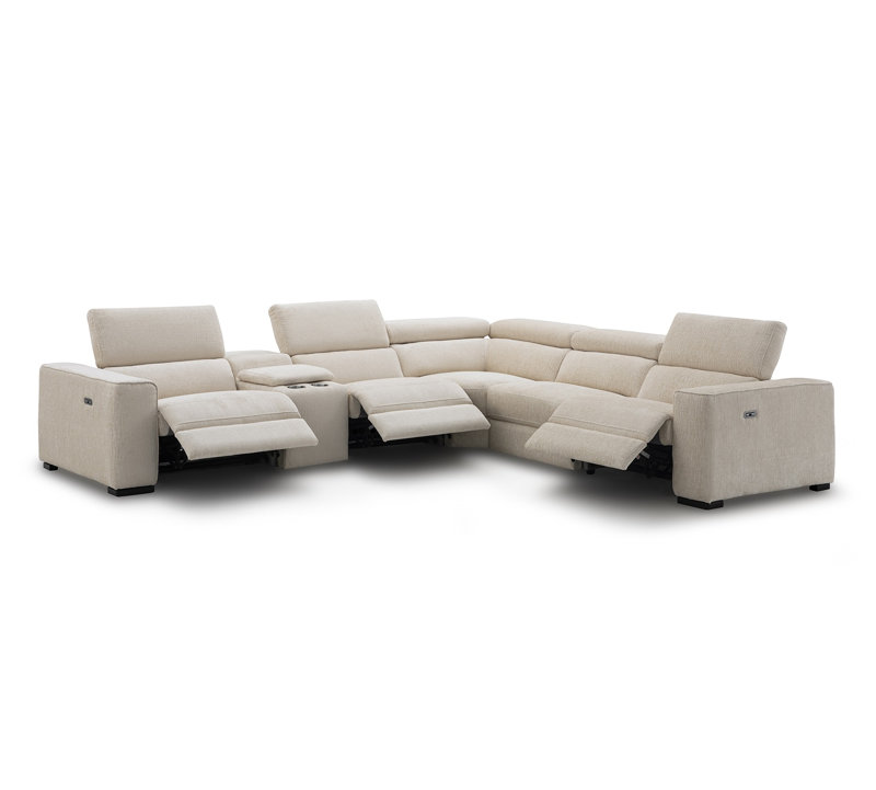 Canapé modulaire inclinable réversible avec console de rangement l 138 po Leion , Mélange de polyester sable