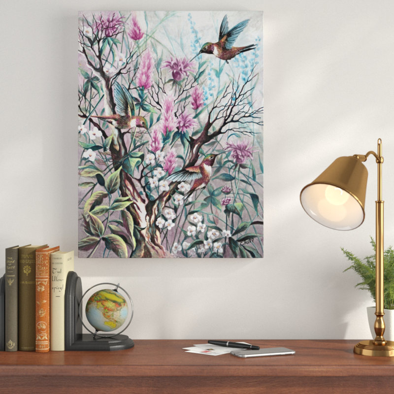 «Hummingbird Tapisserie», reproduction de peinture acrylique sur toile tendue, H 19 po x l 14 po x P 2 po