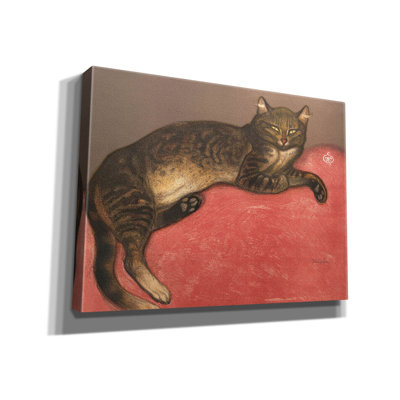 «Chat sur un coussin» par Theophile Alexandre Steinlen, art mural épique sur toile, 16 po x 12 po