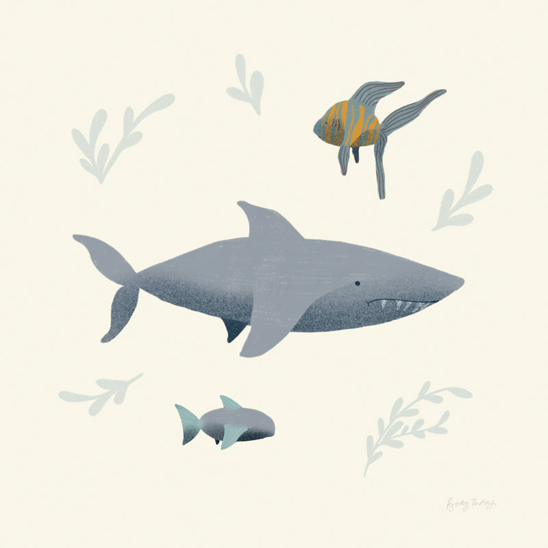Ocean Life Shark by Becky Thorns - Wrapped Canvas Painting, 51cm H x 51cm W