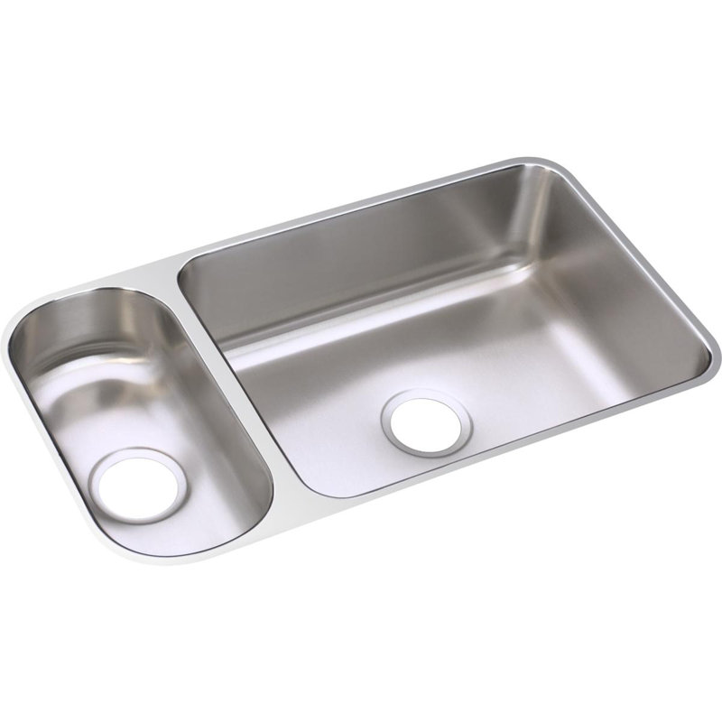 Lustertone 32" Stainless Steel Double Bowl Undermount Kitchen Sink