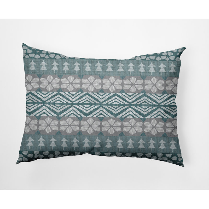 FairIsle Geometric Outdoor Reversible Throw Pillow, Blue