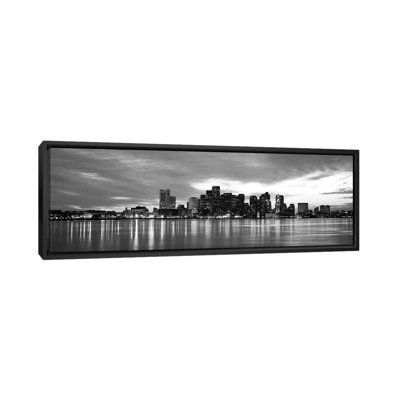 " Boston Panoramic Skyline Cityscape (Black & White - Sunset) "