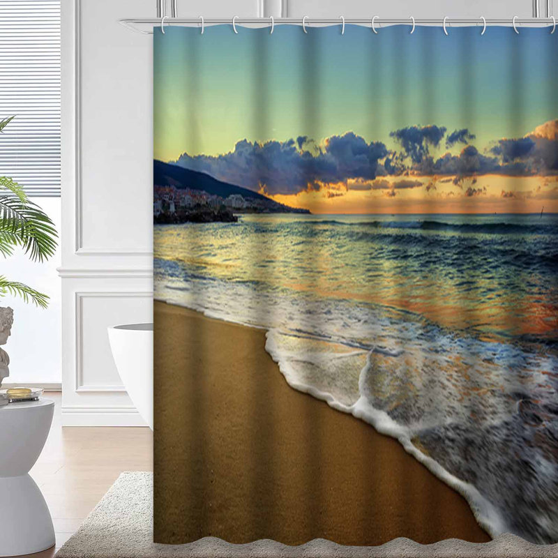 Rideau de douche Beach Sunset Sky Cloud Twilight avec 12 crochets, L 72 po x l 72 po
