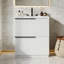 Meuble-lavabo avec lavabo, 2 tiroirs et poignées en métal-706375064