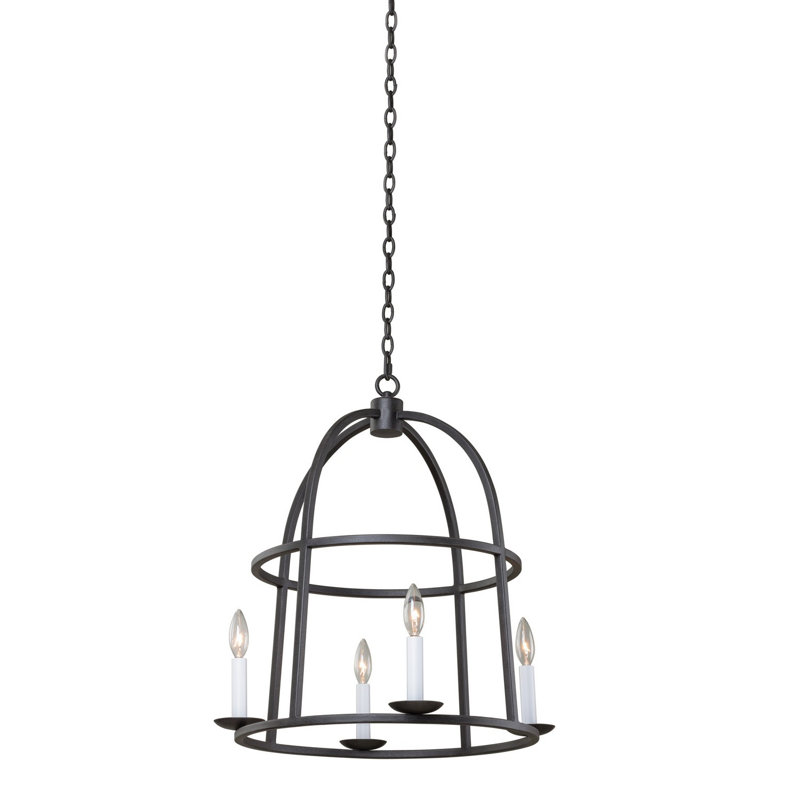 Lustre Wickenburg 4 LT en fer noir Kalco