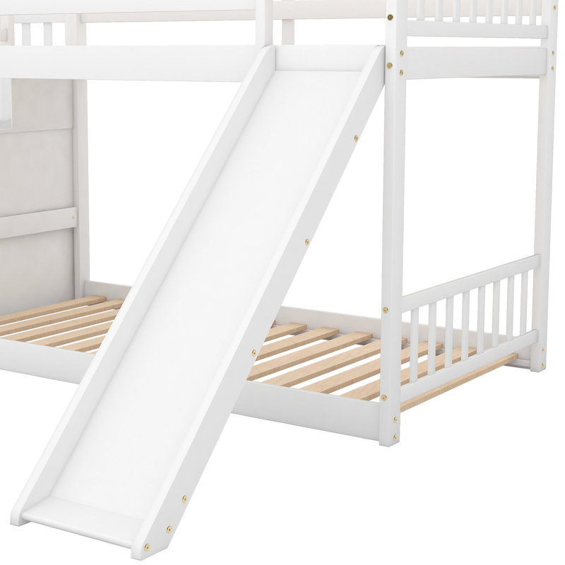Lit superposé avec glissade et escalier, Blanc