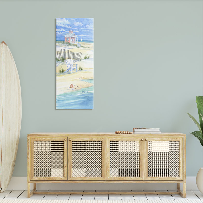 «Beachside Holiday Home Shoreline» par Paul Brent - peinture sur toile tendue, H 48 po x l 20 po x P 1,5 po