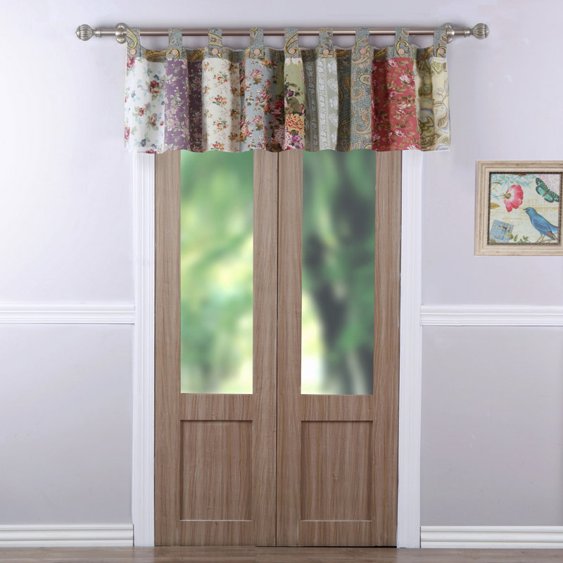 Greenland Home Fashions Blooming Prairie Window Valance – 21" H Lined Cotton Curtain With Tab Top And Button Details, 84" W