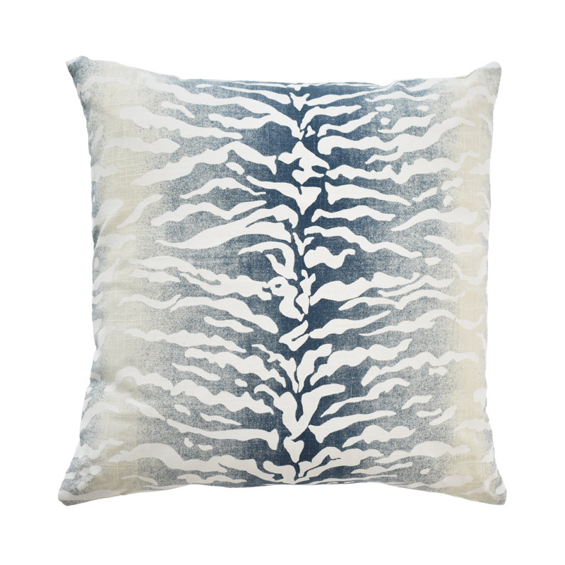 Abstract Linen Reversible Throw Pillow, Indigo, 18" x 18"