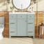 Meuble-lavabo vert de 91 cm (36 po) avec lavabo en céramique, structure robuste en bois massif, portes d'armoire à fermeture amortie, étagères intérieures réglables, 3 tiroirs de rangement dont un tiroir à double profondeur pour sèche-cheveux.