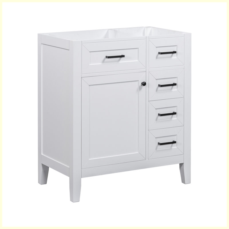 Meuble-lavabo moderne avec armoire et tiroirs, Blanc / Blanc
