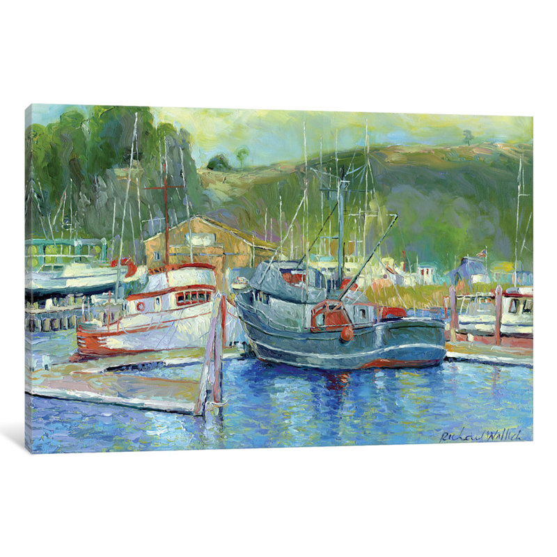 Reproduction d’art sur toile tendue, "bateau de pêche" par l’oregon coast ii, H 18 po x l 26 po x P 1,5 po