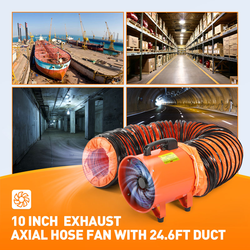 Heavy Duty Blower Fan, High Velocity Ventilation Extraction Fans with Duct Hose, 9" H x 11" W x 13" D