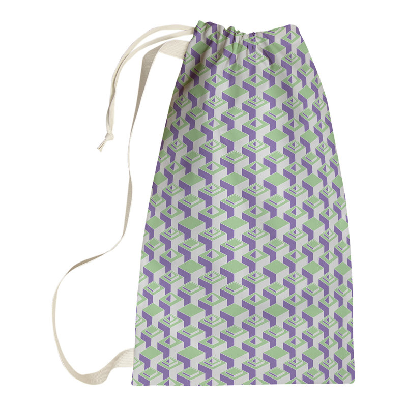 Jordao Laundry Hamper with Handles, 36" H x 28" W x 1.5" D, Green/Purple