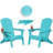 Folding Adirondack Chair, SGS Tested, Wooden Textured With Cup Holder, Heavy All-Weather HDPE Comfortable Set Poolside Backyard Lawn Aruba Blue Set 2-124432847