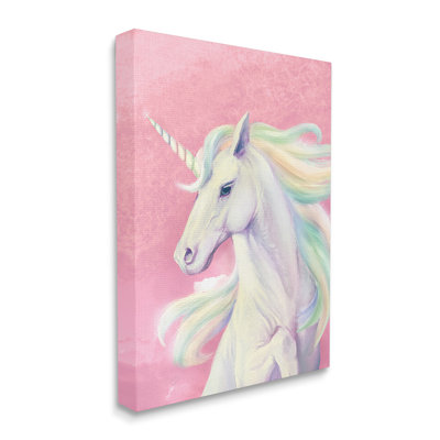 " Pink Unicorn Portrait Playful Rainbow Hair " by Ziwei Li