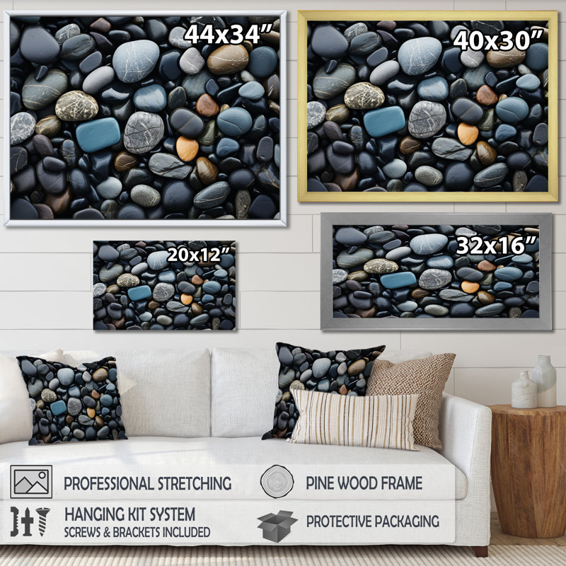 " Rocky Beach Patterns IV ", Natural Floater Framed, 34" H x 44" W x 1.5" D