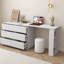 Bureau en L réversible avec 6 tiroirs et tablette réglable, bureau d'angle moderne