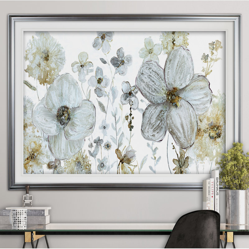 " Garden Glitter III ", Silver, 30" H x 40" W x 1.5" D