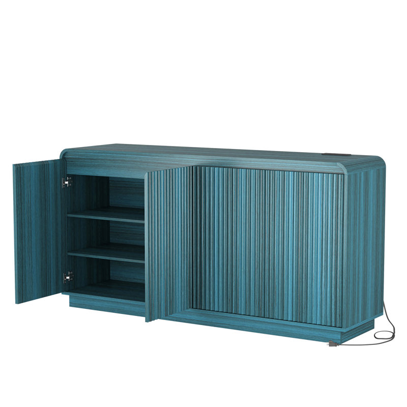 59'' Fluted Sideboard With Adjustable Shelves, Blue