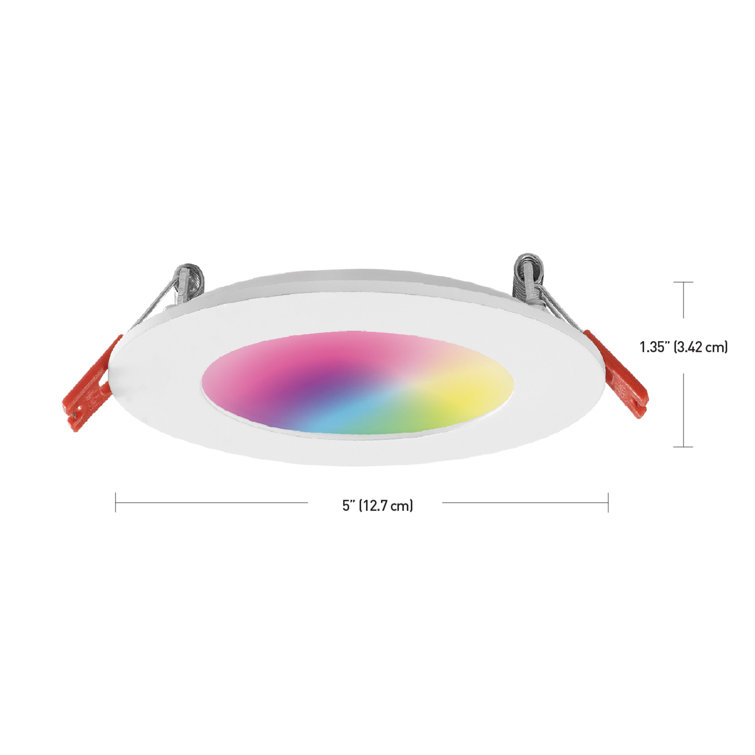 Globe Smart Collection 4" LED Ultra Slim Profile Multicolor Changing Rgb Tunable White Recessed Lighting Kit, No Hub Required, Voice Activated, 9 Watts