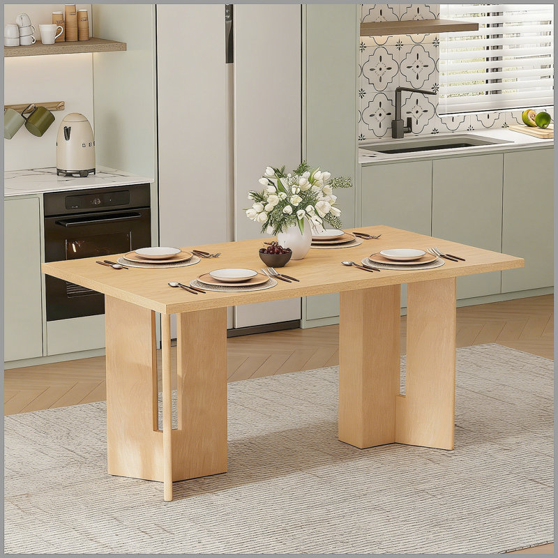 Table de salle à manger en bois Farmhouse, table de salle à manger 60 po, Naturel