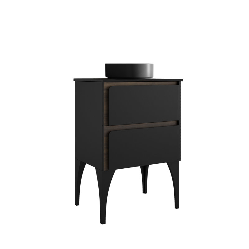Ensemble de meuble-lavabo simple 24 po Cordoba, Noir / bois, Noir