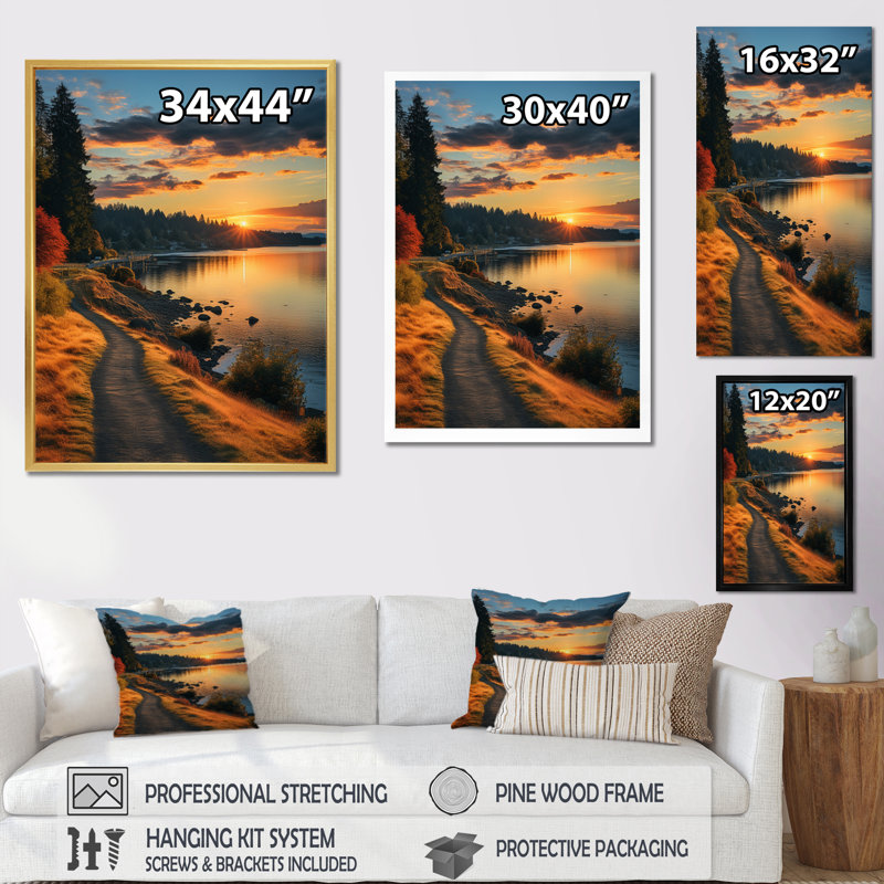 «Washington Landscape I», reproduction sur toile, Cadre simple blanc, H 40 po x l 30 po x P 1,5 po