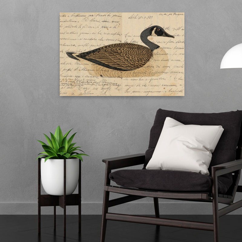 Canada Goose, oiseau rétro, art animalier, 24" H x 16" W