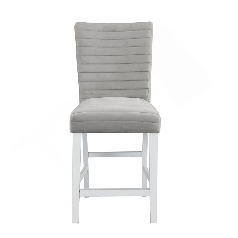 Ensemble de 2 chaises à hauteur de comptoir en velours gris et blanc brillant