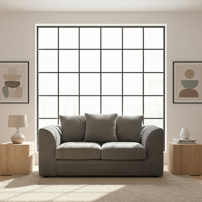 2 Seater Corduroy Sofa, Charcoal