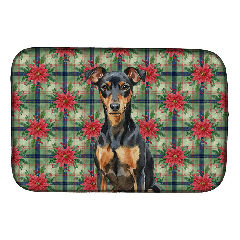 Tapis de séchage Manchester Terrier Christmas PoinsettIas