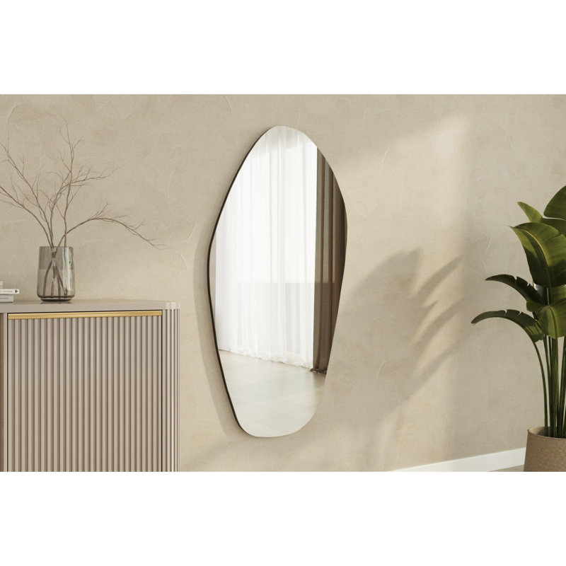Elegant Abstract Wall Mirror, Black, 23.6 x 47.2 x 0.9 inches | 100% MDF, Eco-Friendly Flotal-E Design | Perfect for Home Decor, Living Room, Entryway | Wall-Mountable, Stylish and Functional Accent Piece