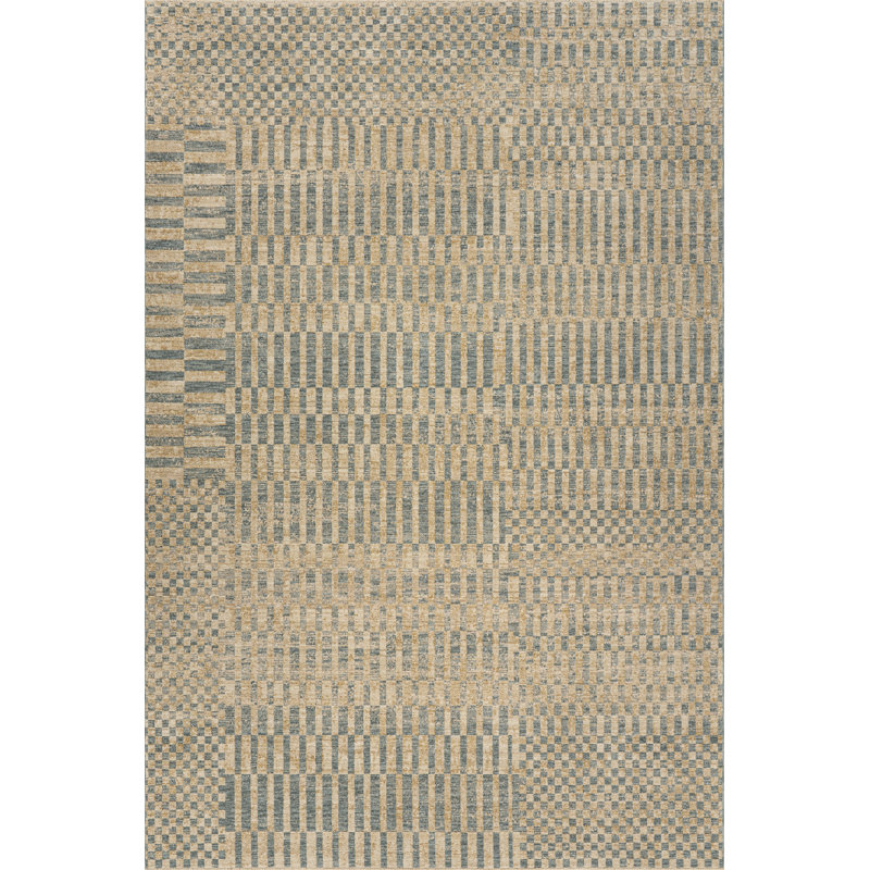  Tapis à carreaux Cassiel, Bleu, Rectangulaire 8 pi x 10 pi