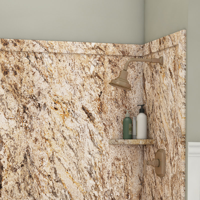 FlexStone Royale 60"W x 36"D x 80"H Alcove Bathtub/Shower Surround in Golden Beaches, Golden Beaches