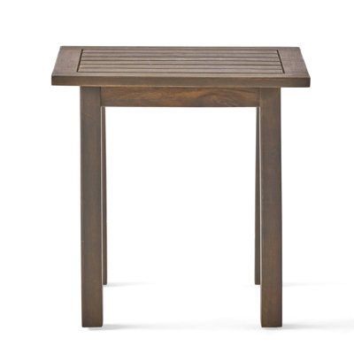 Outdoor Gray Wood Table - 14.57 Inches Deep, 19.15 Wide, 19.78 High For Coastal Backyard Accent High, Deep