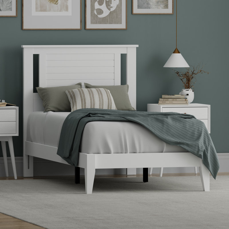 Canton Solid Wood  Platform Bed, Full, White