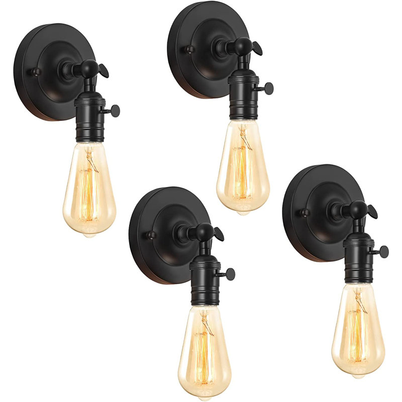 Ensemble de 4 petites appliques murales industrielles réglables noir
