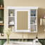 Rangement mural de luxe pour salle de bain 35,51 po x 6,96 po 28,4 po blanc, polyvalente de haute qualité, tablettes réglables, charnières à fermeture douce, tablette à hauteur, poignée en métal argenté, armoire à miroir moderne,