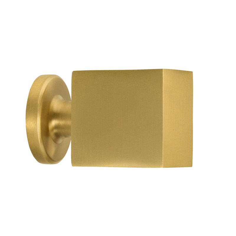 Poignée carrée Haute 15/16 po de longueur, Laiton brossé, H 0,91 po x l 0,98 po x P 0,98 po