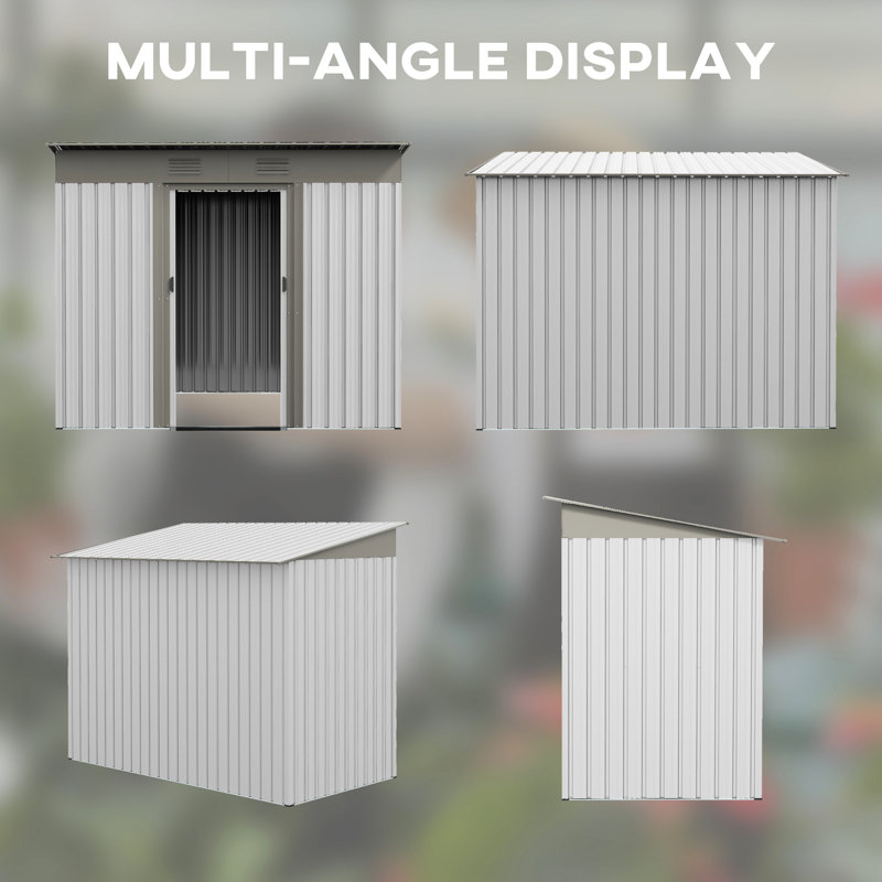 Remise de jardin 7 'x 4' en métal avec 2 bouches d'aération et portes coulissantes doubles