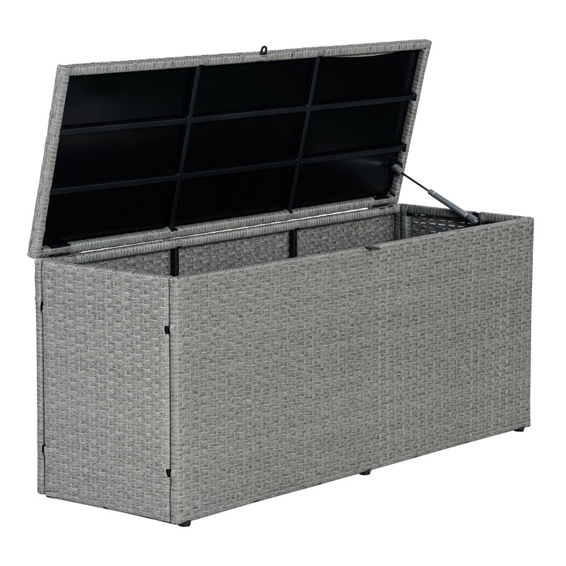 Happimess Nino Water Resistant Deck Box, Gray, 20.47" H x 47.24" W x 15.35" D