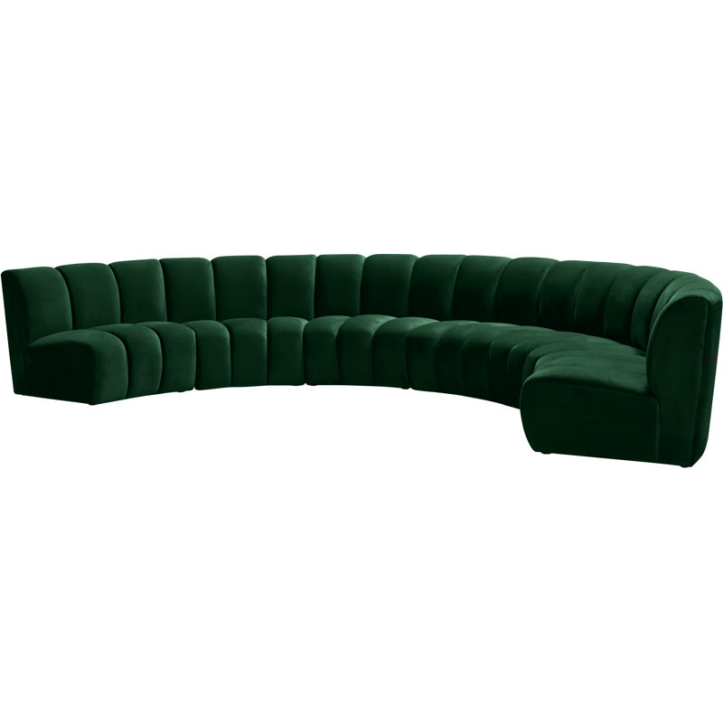 Canapé modulaire en velours Infinity, Velours vert, 6 pièces