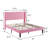 Queen Size Velvet Bed Frame with Wingback Headboard, Upholstered Platform Bed with Wing Side Channel Tufted Headboard, Solid Wooden Slats Support, No Box Spring Needed, Noise Free, Pink-514089474-514089485