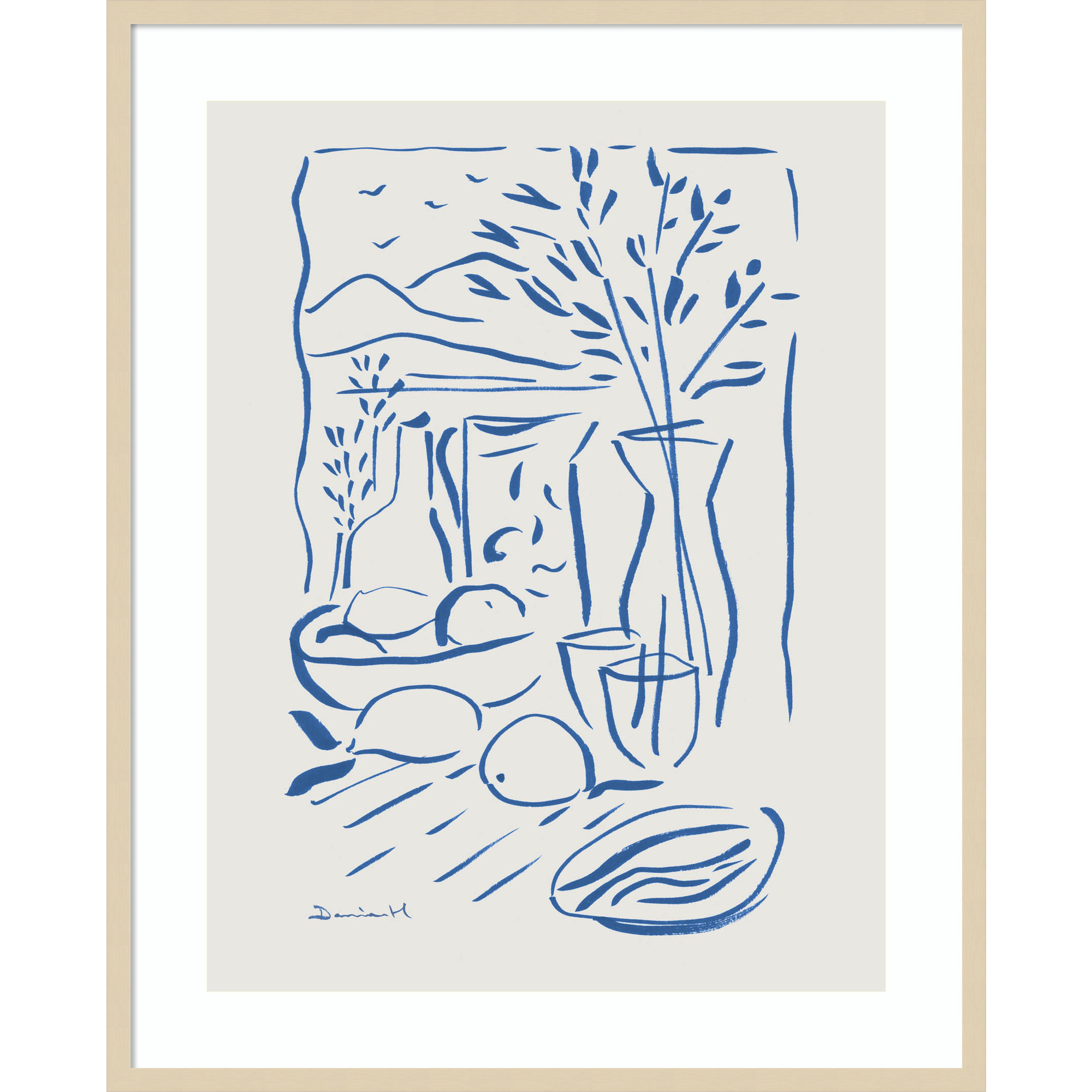 Mediterranean View by Dan Hobday Wood Framed Wall Art Print, 41" H x 33" W, Brown Framed