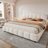 Curved Headboard Style Upholstered Platform Bed King Size No Box Spring Required Boucle Beige Finish
