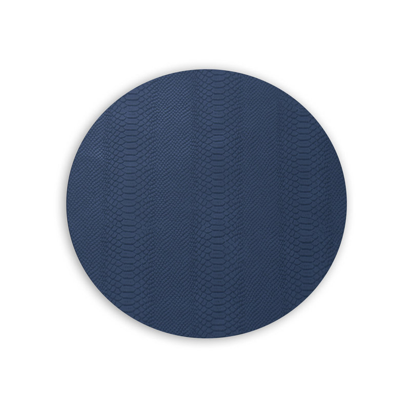 VIDA Snakeskin Reversible Round Placemats, Blue/Taupe, 15.5" W x 15.5" L