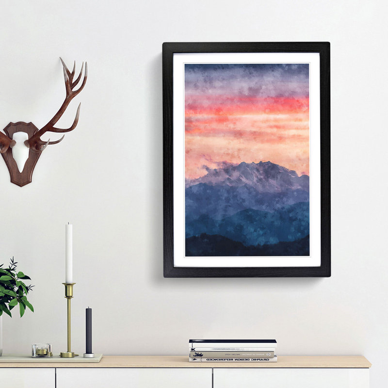 Swiss Mountain - Framed Print, 63cm H x 45cm W x 2cm D, Black Framed